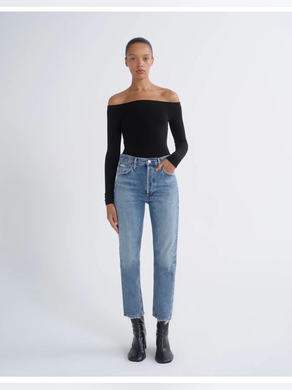 Agolde RILEY CROP HIGH RISE STRAIGHT in Light Blue Wash Jeans Size 26